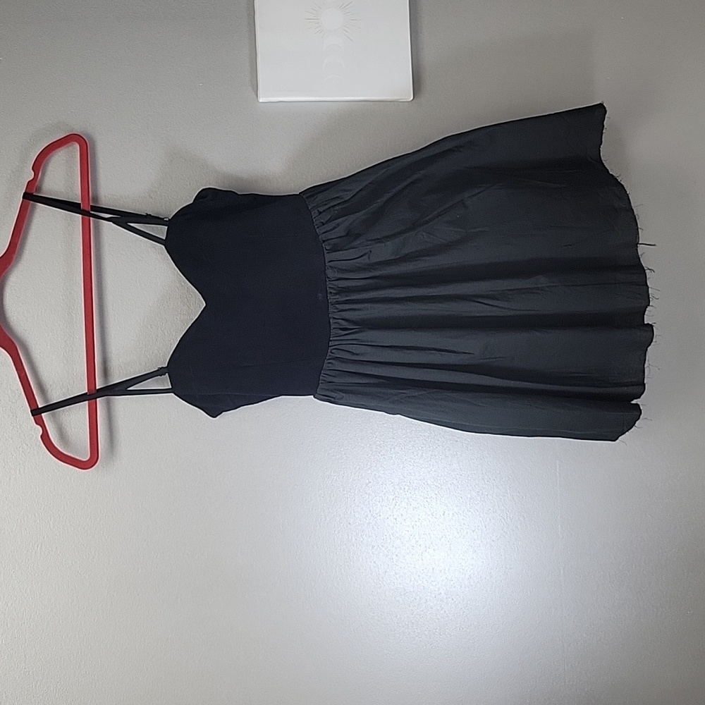 ONE TEASPOON black leather suede cotton baby doll mini dress sz 0, XS
